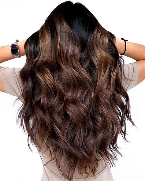 natural balayage on dark brown hair